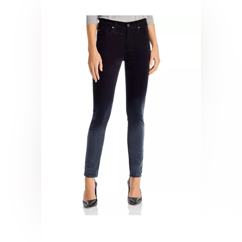 THE FARRAH HIGH WAIST VELVET ANKLE SKINNY JEANS IN SUNBAKED OMBRE SUPER BLACK